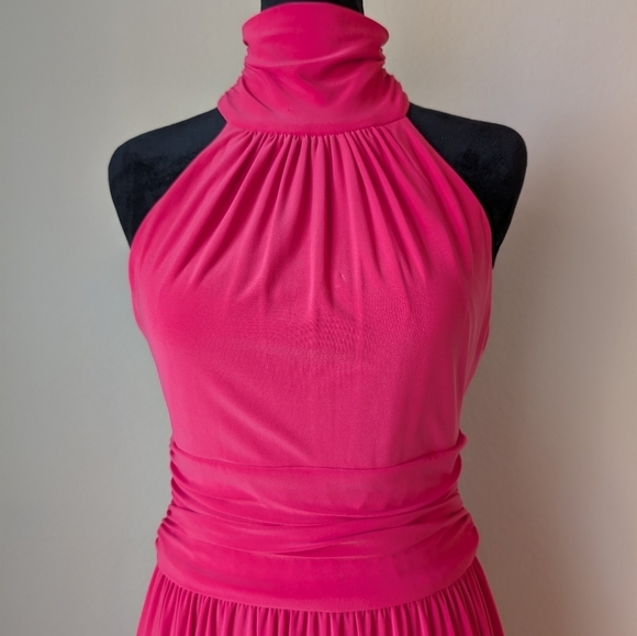 Eliza J High Neck Sleeveless Long Dress in Coral Pink Size 4 - Picture 6 of 14
